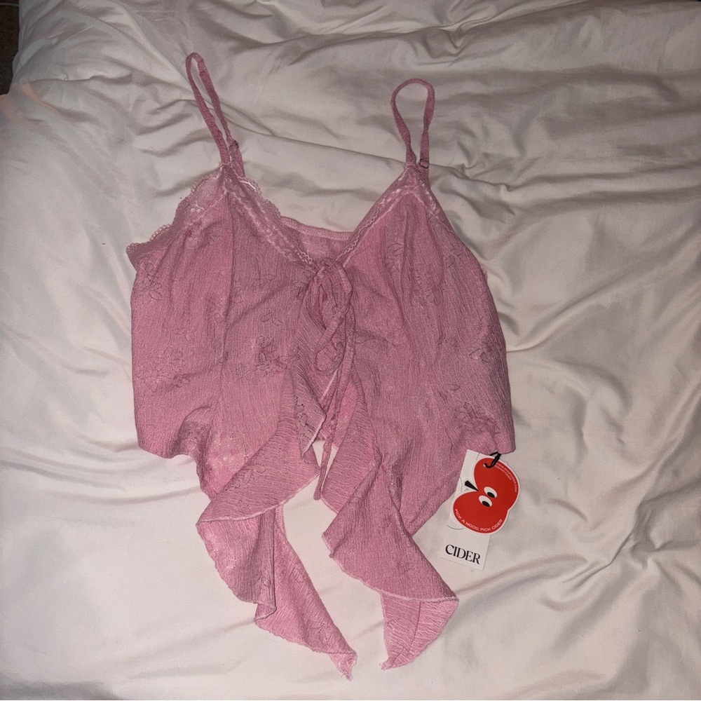 brand new pink tie front tank